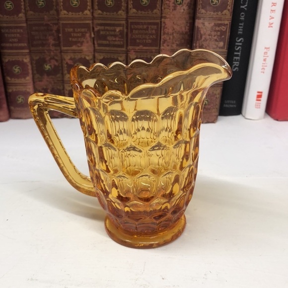 FENTON Thumbprint Colonial Amber Creamer - Picture 3 of 6